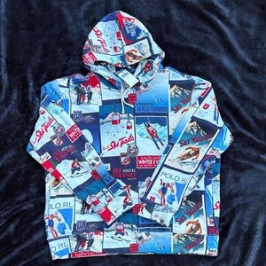 Polo by Ralph Lauren Multicolor Ski Poster Print Hooded Jacket